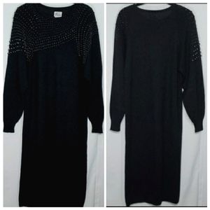 Darian Vintage Beaded Crew Neck Midi Sweater Dress